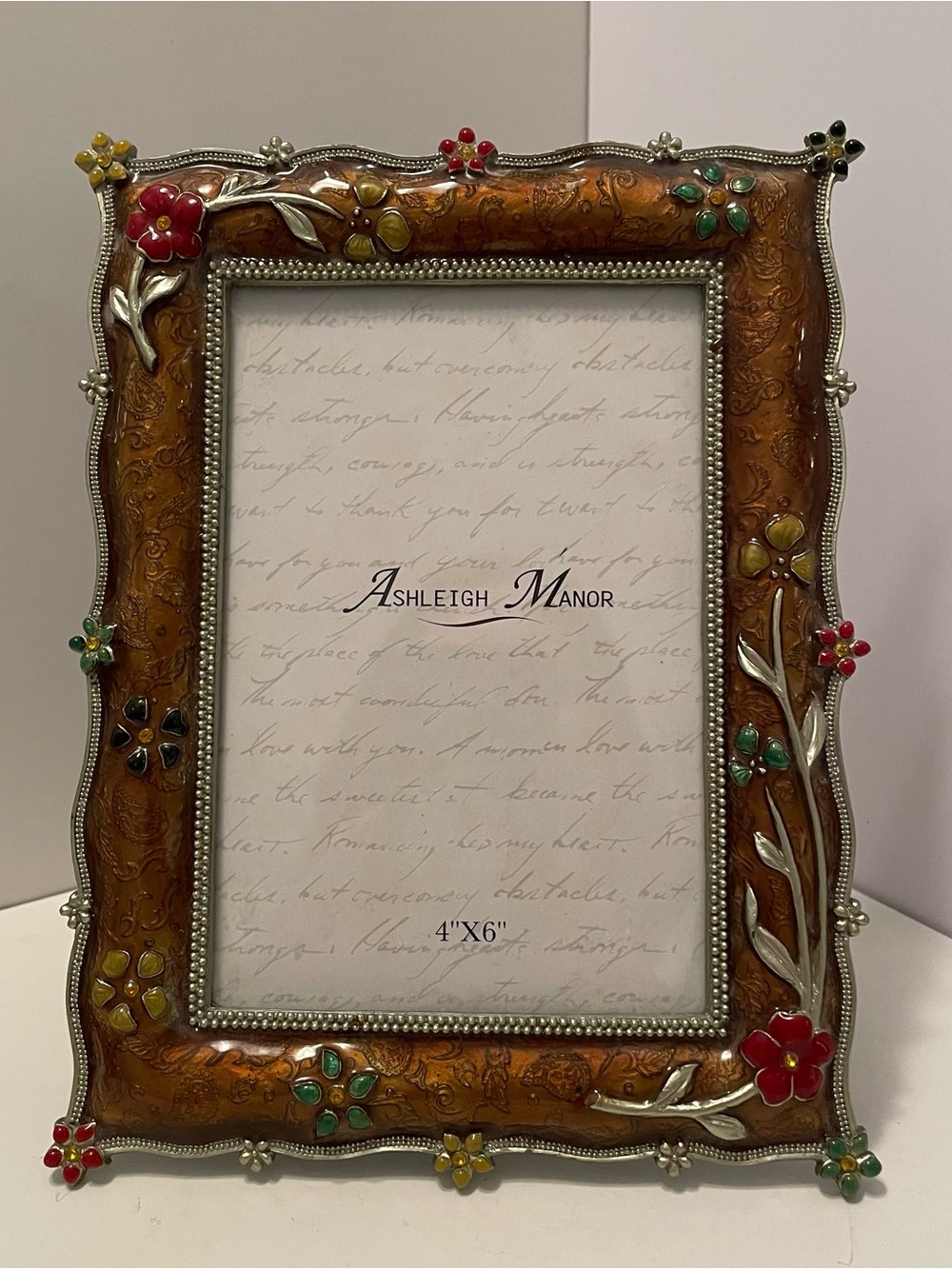 Ashleigh Manor 4x6‎ Photo Frame Enamel Flowers